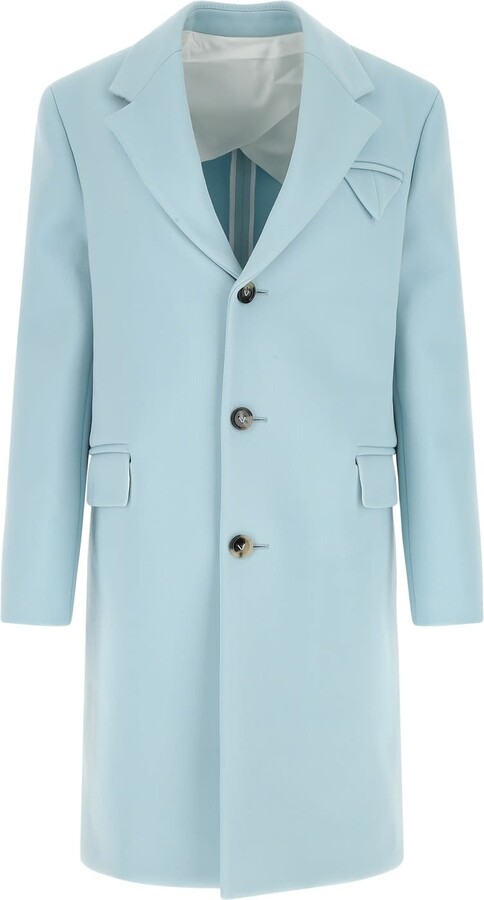 Bottega Veneta Pastel Light-blue Tricotine Coat