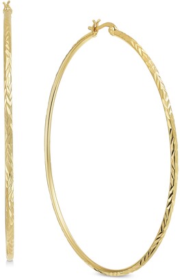 And Now This Extra Large Gold Plated Textured Large Hoop Earrings