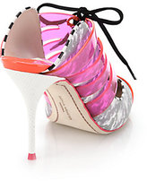 Thumbnail for your product : Jourdan Sophia Webster Clear Lace-Up, Leather & Fabric Mule Pumps