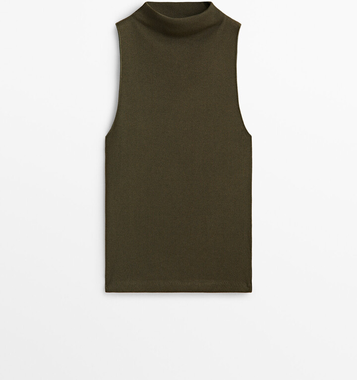 Massimo Dutti Sleeveless Mock Turtleneck Ribbed Top ShopStyle