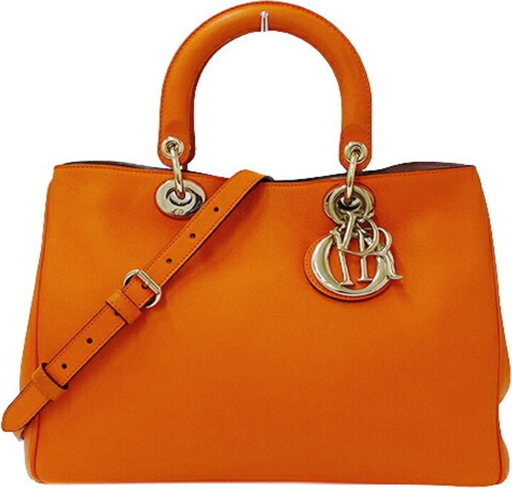 Christian Dior Diorissimo Orange Leather Shoulder Bag (Pre-Owned