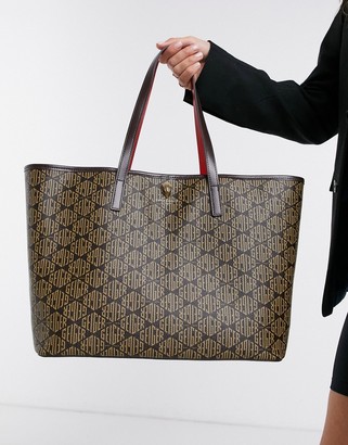 Kurt Geiger Richmond monogram shopper in brown ShopStyle Tote Bags
