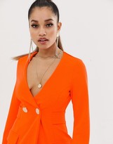 Thumbnail for your product : ASOS DESIGN Petite fluoro tux dress with button detail