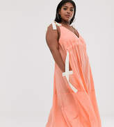 Thumbnail for your product : ASOS DESIGN Curve trapeze drawstring maxi dress
