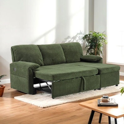 Upholstered Velvet Sleeper Sofa L Shape Sofa Bed