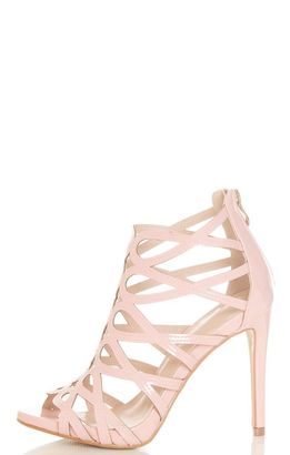 Quiz Pink Patent Caged Heeled Sandals