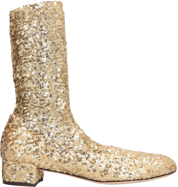 Dolce & Gabbana Gold Glitter Ankle boots - ShopStyle
