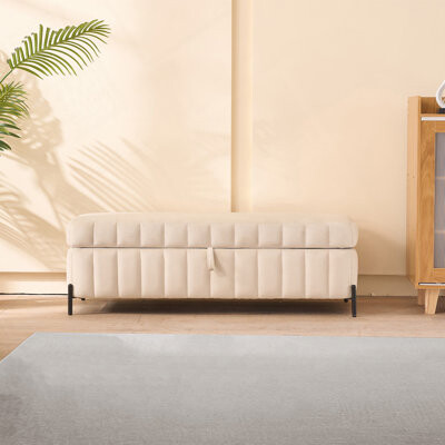 49.21" Wide Upholstered Velvet Storage Bench