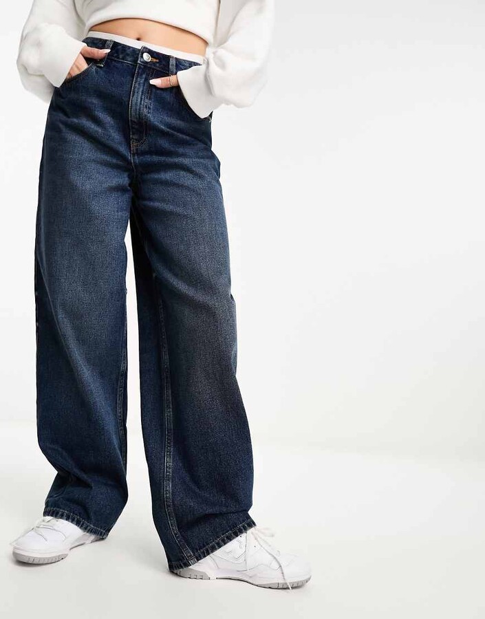 Miss Selfridge mom jeans with frill detail in blue ShopStyle