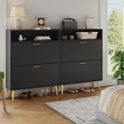 Corrigan Studio 36-Pair Shoe Storage Cabinet with Drawer