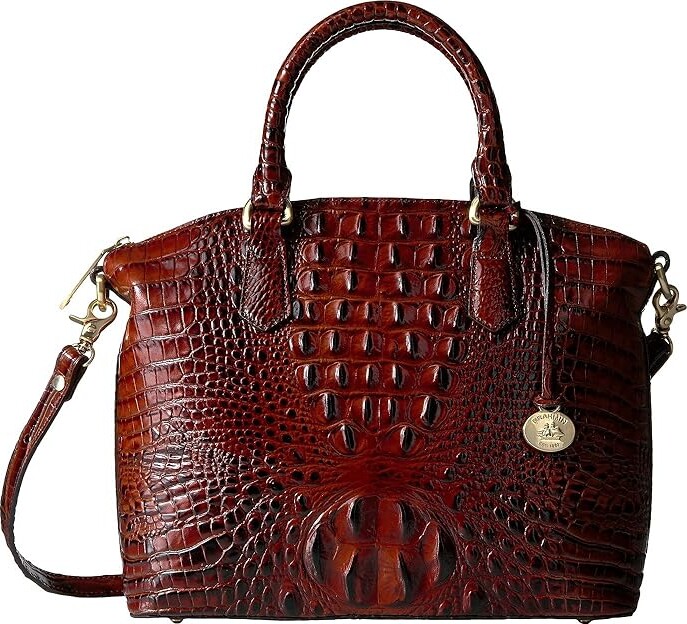 Pecan Brahmin Purse Handbag Embossed Leather Alligator Print