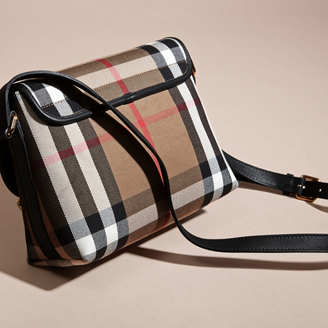 Burberry English-woven House Check and Leather Satchel