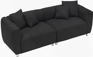 DSUNNER Spacious 3 - Seater Sofa with Metal Legs and Solid Wood Frame, Comes with 4 Pillows, Ideal for Apartment and Office Living Rooms