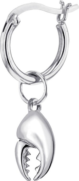 True Rocks Sterling Silver Mini Crab Claw Charm On Silver Hoop