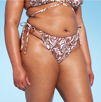 Wild Fable Women' Side Tab Extra Cheeky High Leg Bikini Bottom Peach M -  ShopStyle Two Piece Swimsuits