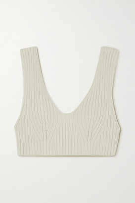 Low Classic Cropped Ribbed-knit Top - Gray green