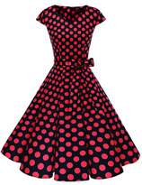 Thumbnail for your product : Dresstells® Women Retro 1950s Polka Dots Cocktail Rockabilly Vintage Cap-Sleeves Swing Dress XL