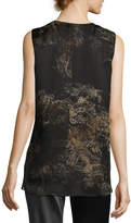 Thumbnail for your product : Lafayette 148 New York Julieta Sleeveless Paisley-Print Chain-Trimmed Silk Blouse, Multi