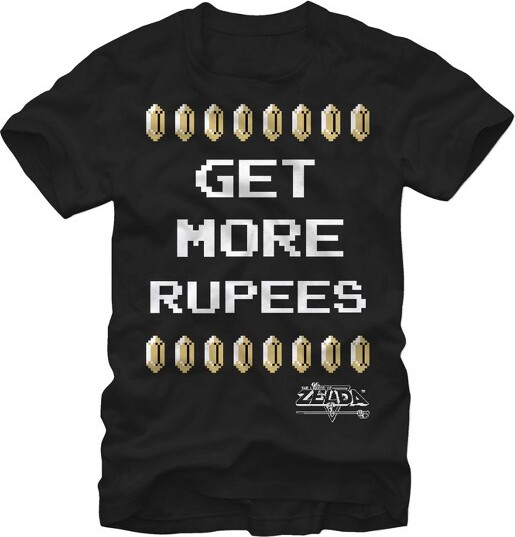 Nintendo Men'sNintendoLegendofZeldaGetMoreRupeesT-Shirt-Black-Small