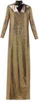 Thumbnail for your product : Gucci Leather-choker Chainmail Maxi Dress - Gold