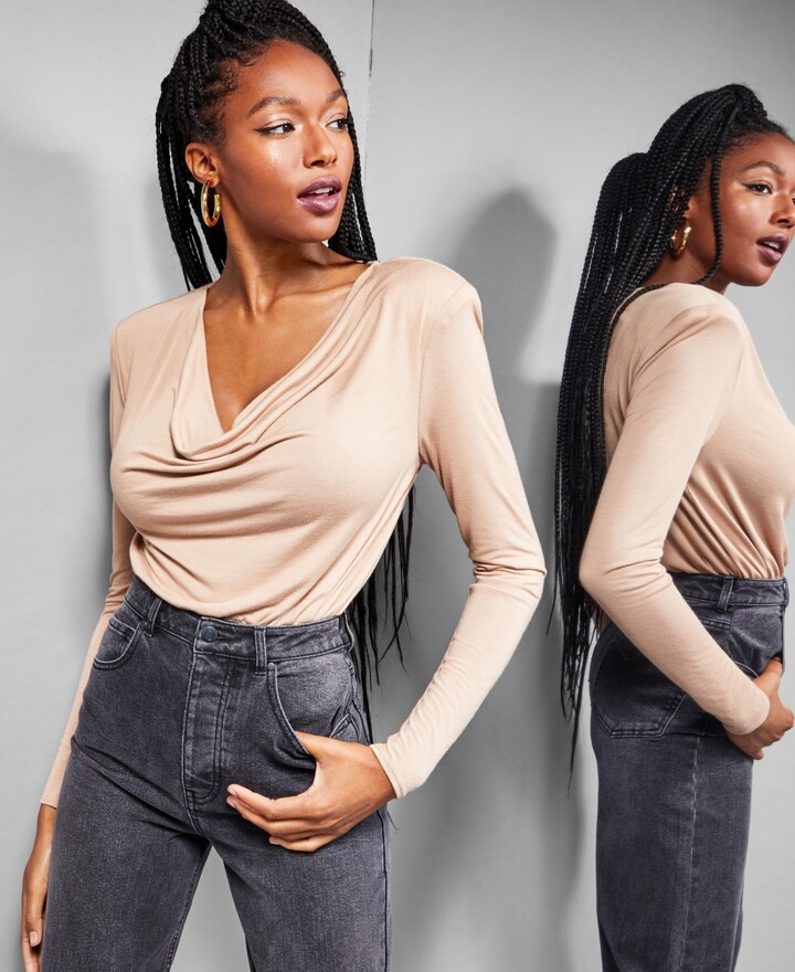 INC International Concepts Jeannie Mai X Bianca Cowlneck Bodysuit