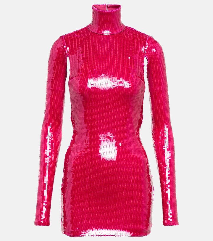 LaQuan Smith Sequined turtleneck minidress