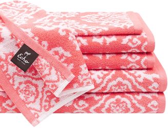 Echo Surat 6-Piece Cotton Jacquard Towel Set in Coral