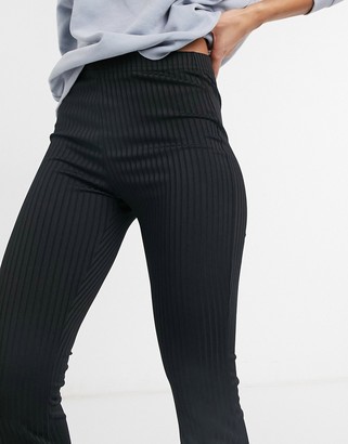 Topshop co-ord skinny rib flare trousers in black