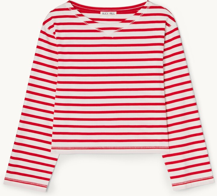 Alex Mill Marseille Striped Boatneck Tee Red/ivory M