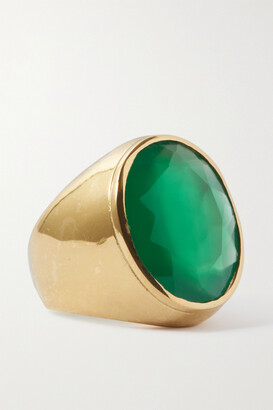 Loren Stewart Yubaba Gold Vermeil Quartz Signet Ring - Green