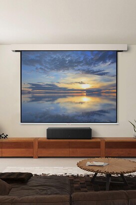 INMOZATA Pull Down Projector Screen 100 Inch/221x124cm Wall & Ceiling Projector Screen With 16:9 Ratio Matte White Screen For Home School Cinema Theater Outdoor Indoor Public Display-White Frame