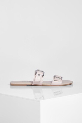 boohoo Wide Fit Double Buckle Detail Sandals