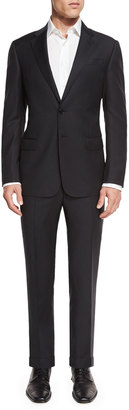 Giorgio Armani Tonal Textured-Stripe Two-Piece Suit, Black