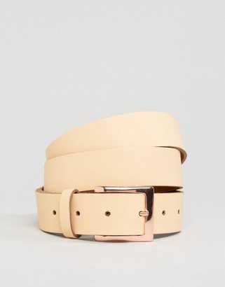 ASOS Curve Leather Rose Gold Buckle Waist And Hip Belt