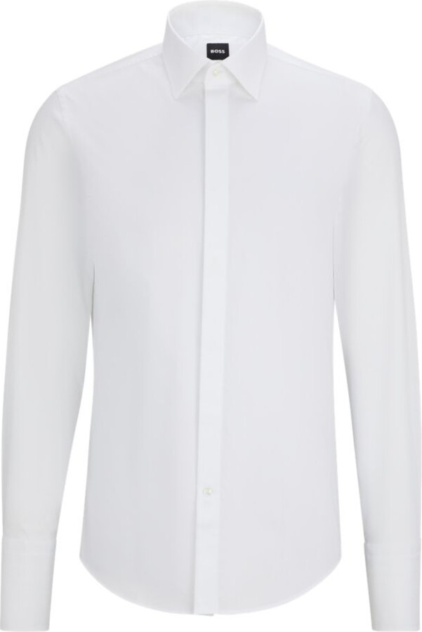 HUGO BOSS Slim-fit dress shirt in easy-iron stretch cotton