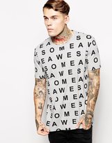 Thumbnail for your product : ASOS T-Shirt With All Over Awesome Print And Skater Fit