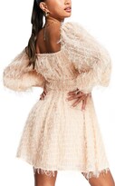 Thumbnail for your product : ASOS DESIGN Fluffy Shirred Long Sleeve Minidress