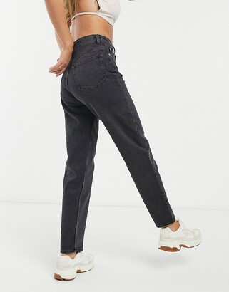 Weekday Lash cotton high waist mom jean in black - BLACK - ShopStyle