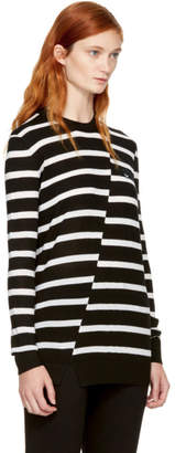 McQ Black and White Distort Stripe Swallow Badge Sweater