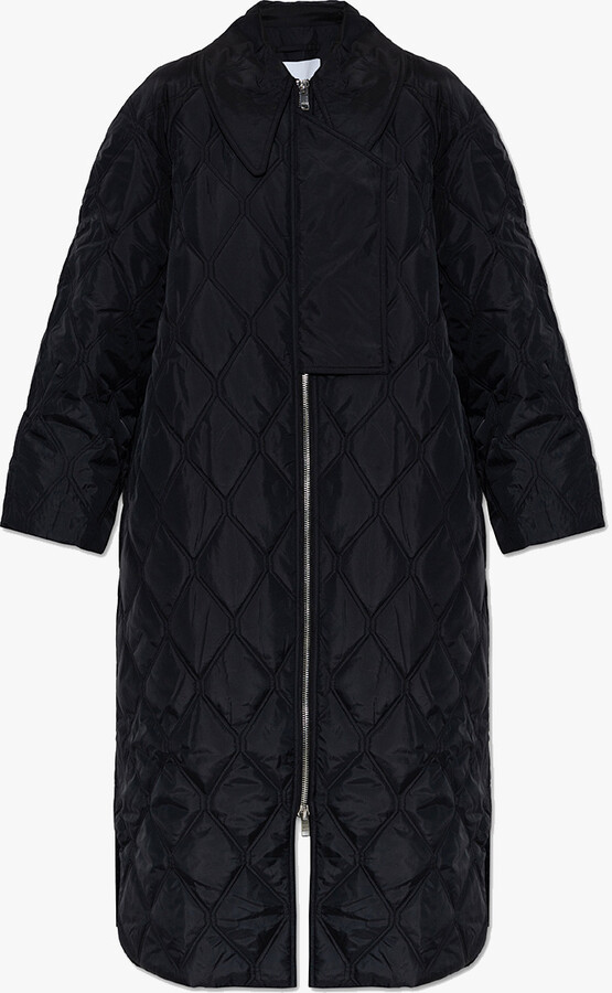 Ganni Quilted Coat Black ShopStyle