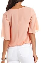 Thumbnail for your product : Charlotte Russe Beaded & Jeweled Kimono Sleeve Chiffon Top