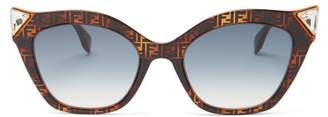 Fendi Havana Tortoiseshell Acetate Cat Eye Sunglasses - Womens - Brown