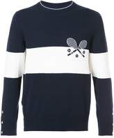 Thumbnail for your product : Thom Browne Crewneck Pullover With Striped Tennis Icon In Cashmere