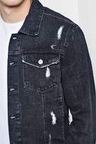 Thumbnail for your product : boohoo Black Distressed Denim Jacket