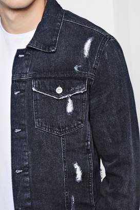 boohoo Black Distressed Denim Jacket