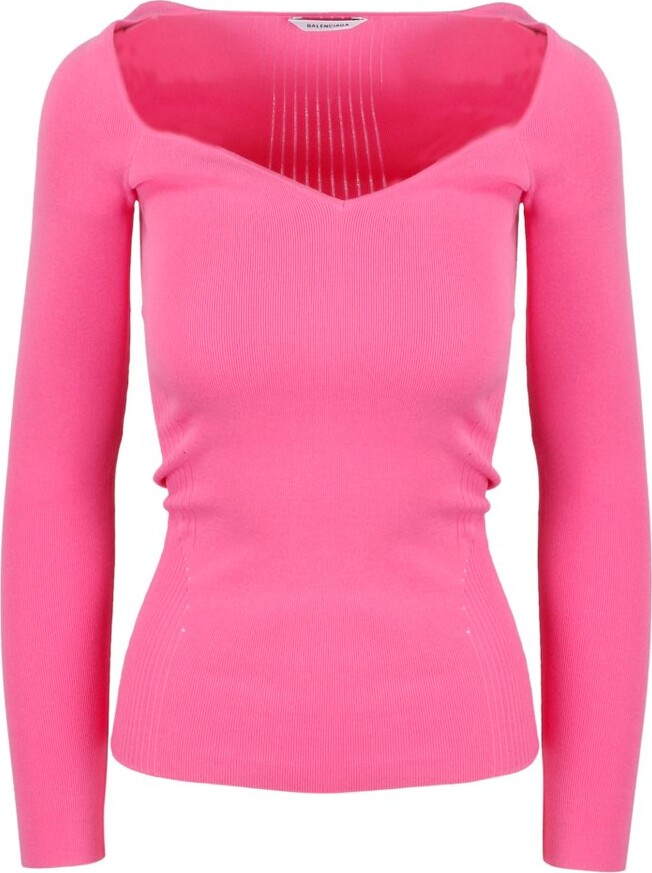 Balenciaga Sweetheart Neckline Knit Top - ShopStyle Sweaters