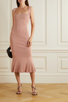 Thumbnail for your product : Galvan Atalanta Pleated Stretch-knit Midi Dress - Blush