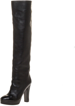 chanel long black boots size