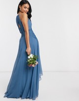 Thumbnail for your product : ASOS DESIGN Bridesmaid pinny maxi dress with ruched bodice and layered skirt detail in blue