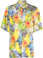 Parrots-print silk shirt 